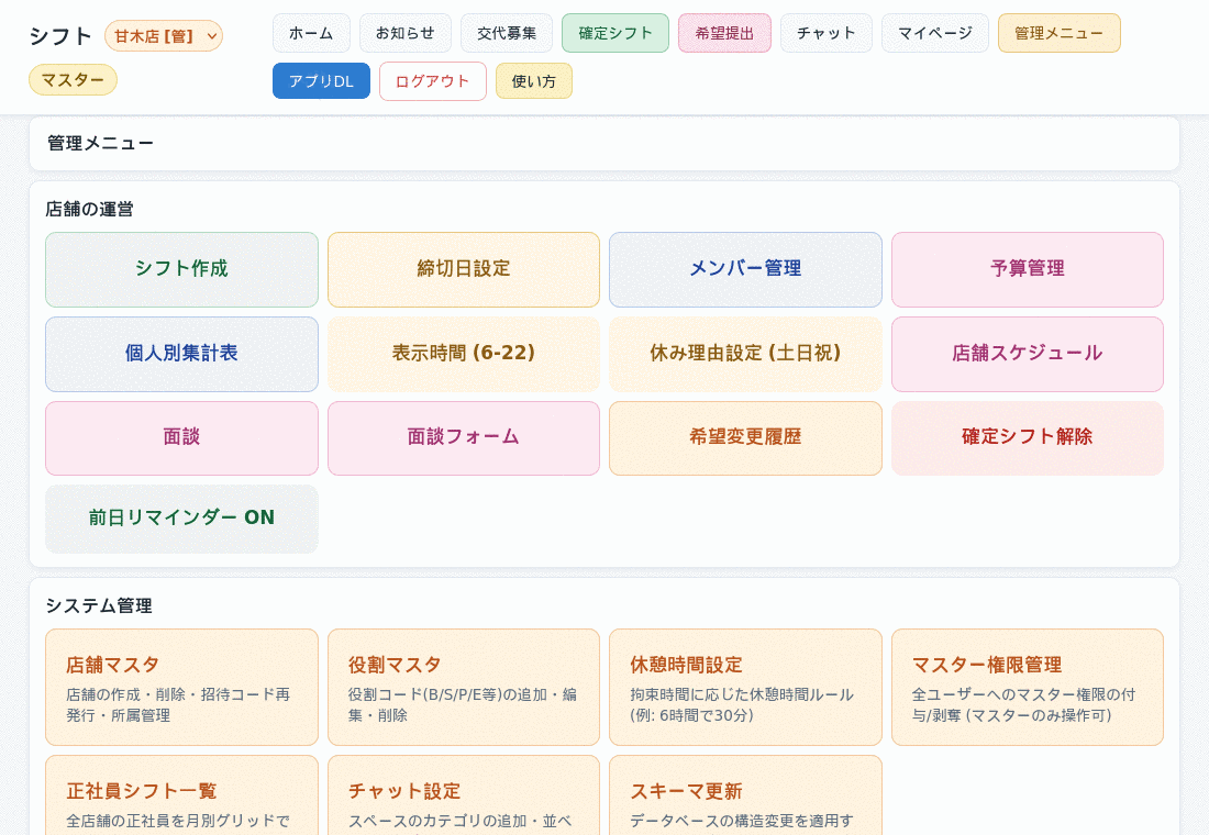 管理メニュー